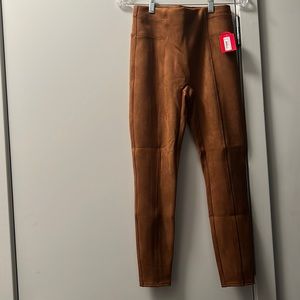 Spanx High Waist Faux Suede Leggings in Rich Caramel Petite Medium New